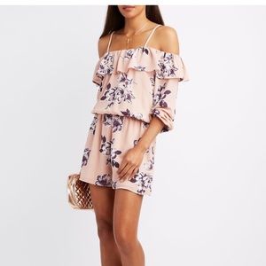 Charlotte Russe Romper Shorts Off Shoulder Women Size XS Long Sleeve